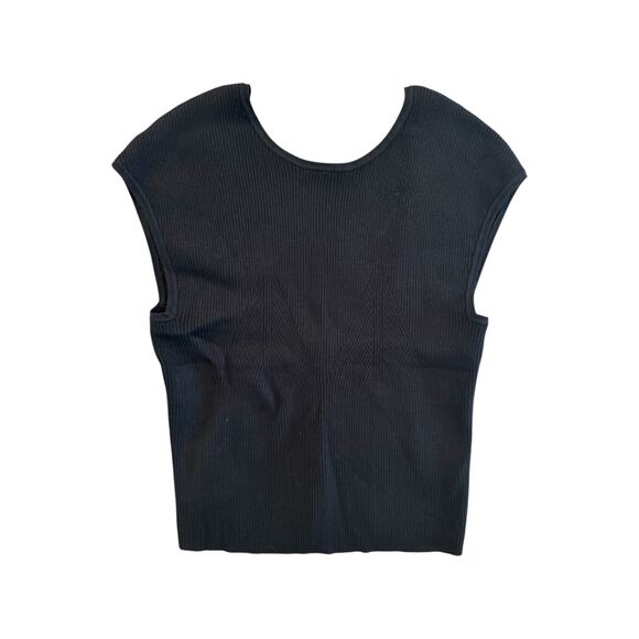 Future Collective Jenee Naylor Black Ribbed Knit Sleeveless Cutout Back Top XL - Picture 3 of 7